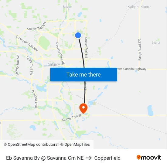 Eb Savanna Bv @ Savanna Cm NE to Copperfield map