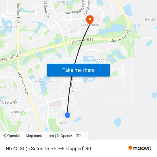 Nb 45 St @ Seton Dr SE to Copperfield map