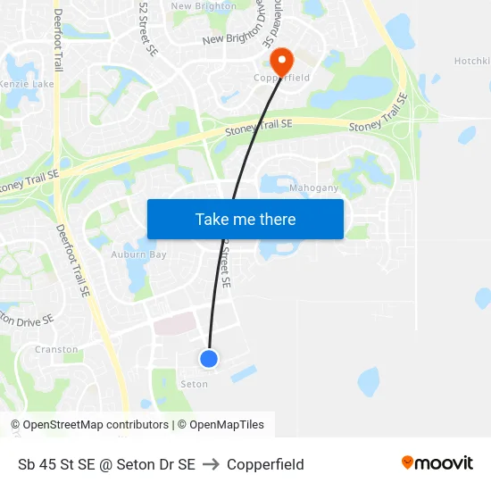 Sb 45 St SE @ Seton Dr SE to Copperfield map