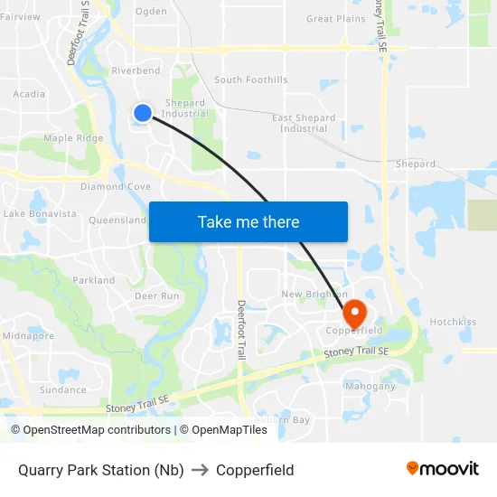 Quarry Park Station (Nb) to Copperfield map