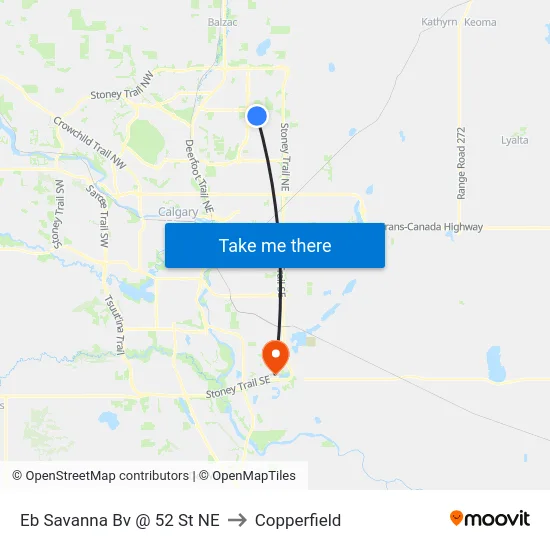 Eb Savanna Bv @ 52 St NE to Copperfield map
