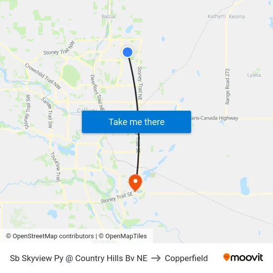 Sb Skyview Py @ Country Hills Bv NE to Copperfield map