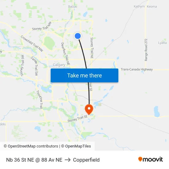 Nb 36 St NE @ 88 Av NE to Copperfield map