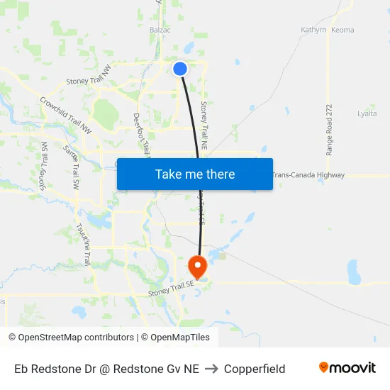 Eb Redstone Dr @ Redstone Gv NE to Copperfield map
