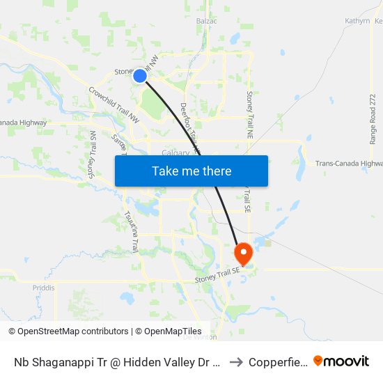 Nb Shaganappi Tr @ Hidden Valley Dr NW to Copperfield map