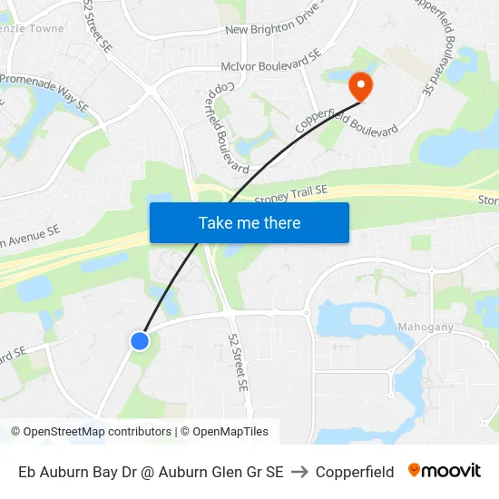 Eb Auburn Bay Dr @ Auburn Glen Gr SE to Copperfield map