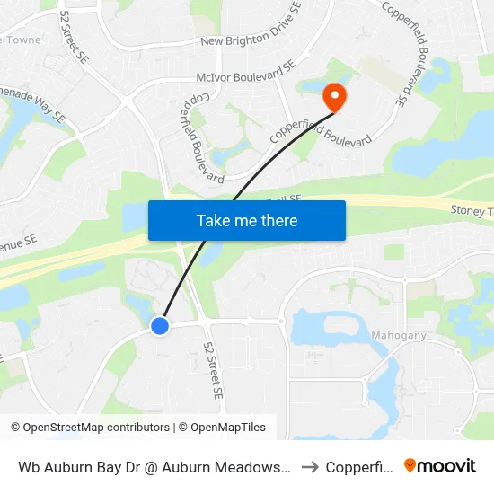 Wb Auburn Bay Dr @ Auburn Meadows Pl SE to Copperfield map
