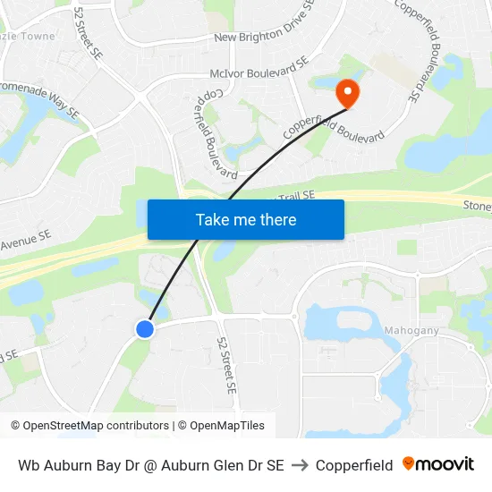 Wb Auburn Bay Dr @ Auburn Glen Dr SE to Copperfield map