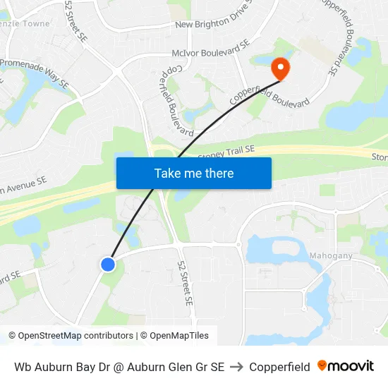 Wb Auburn Bay Dr @ Auburn Glen Gr SE to Copperfield map