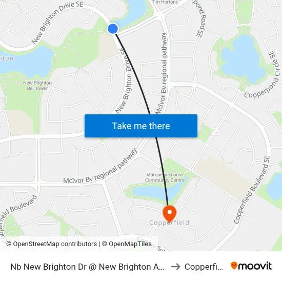 Nb New Brighton Dr @ New Brighton Av SE to Copperfield map