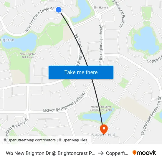 Wb New Brighton Dr @ Brightoncrest Pt SE to Copperfield map