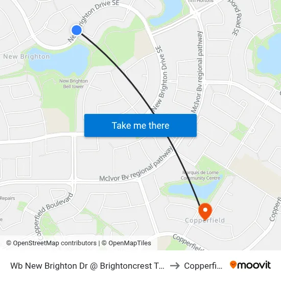 Wb New Brighton Dr @ Brightoncrest Tc SE to Copperfield map