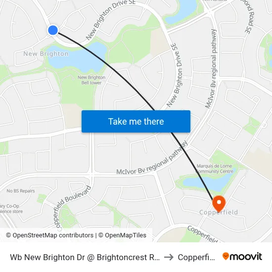 Wb New Brighton Dr @ Brightoncrest Ri SE to Copperfield map