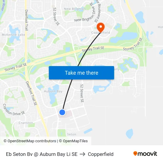 Eb Seton Bv @ Auburn Bay Li SE to Copperfield map