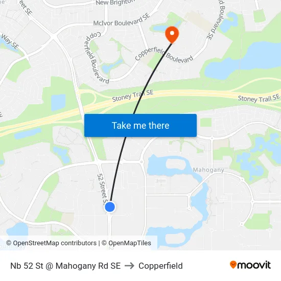 Nb 52 St @ Mahogany Rd SE to Copperfield map