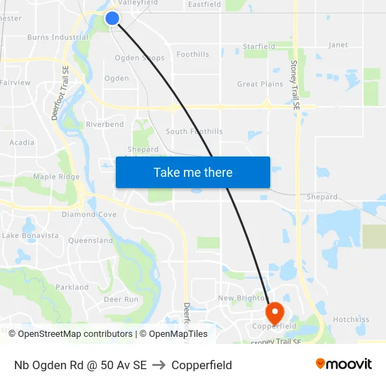 Nb Ogden Rd @ 50 Av SE to Copperfield map