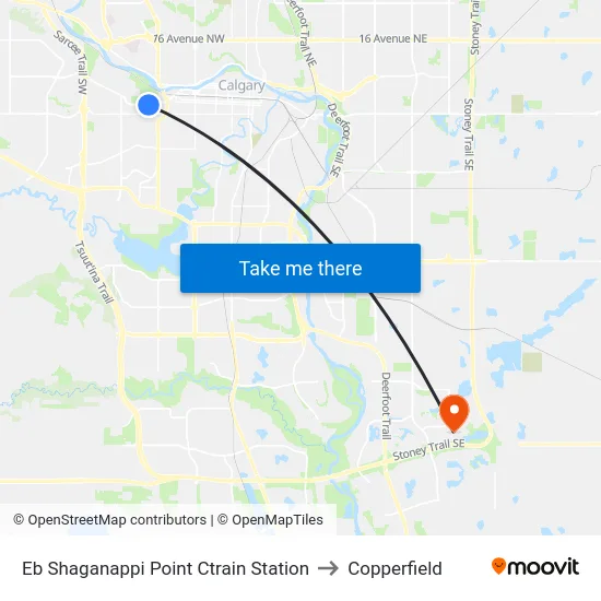 Eb Shaganappi Point Ctrain Station to Copperfield map