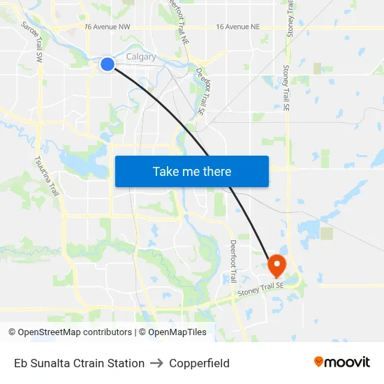 Eb Sunalta Ctrain Station to Copperfield map