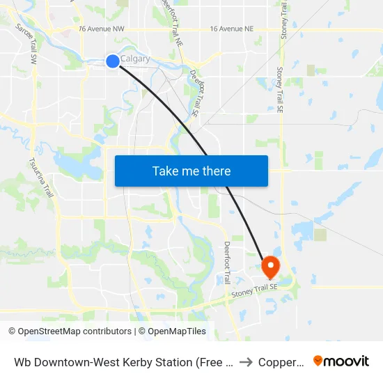 Wb Downtown-West Kerby Station (Free Fare Zone) to Copperfield map