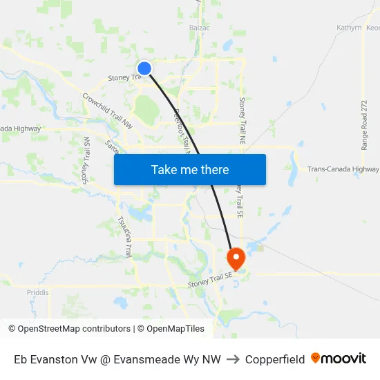 Eb Evanston Vw @ Evansmeade Wy NW to Copperfield map