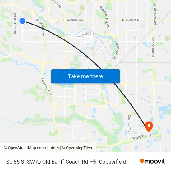Sb 85 St SW @ Old Banff Coach Rd to Copperfield map
