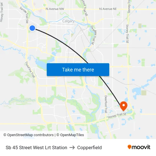 Sb 45 Street West Lrt Station to Copperfield map