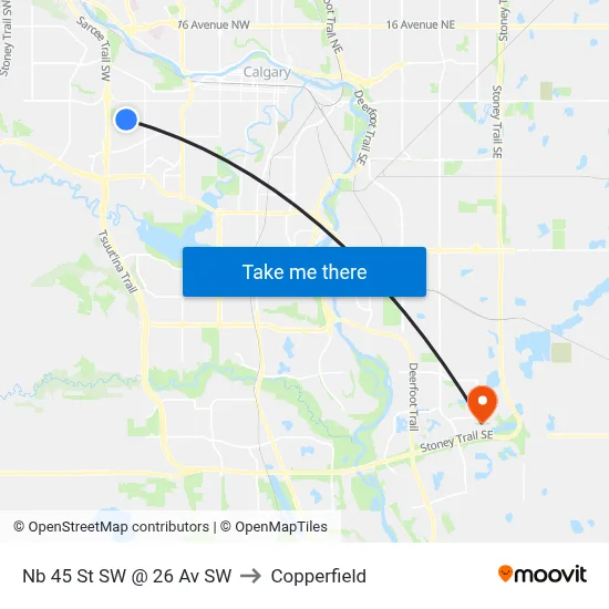 Nb 45 St SW @ 26 Av SW to Copperfield map