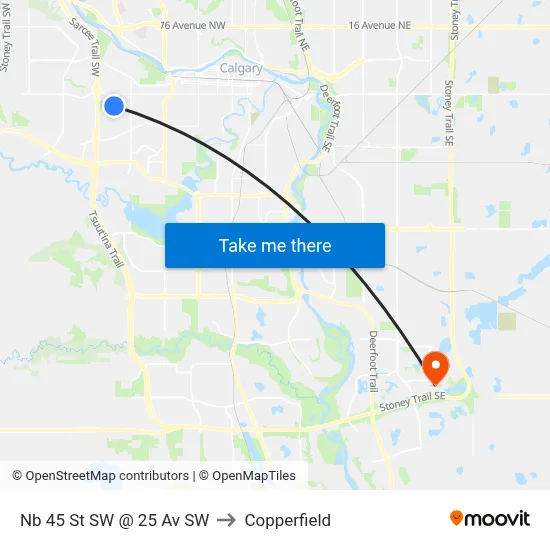 Nb 45 St SW @ 25 Av SW to Copperfield map
