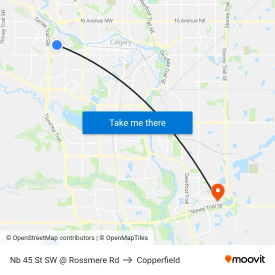 Nb 45 St SW @ Rossmere Rd to Copperfield map