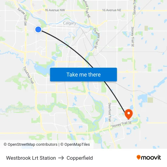 Westbrook Lrt Station to Copperfield map