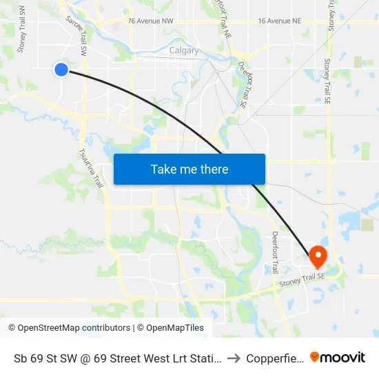 Sb 69 St SW @ 69 Street West Lrt Station to Copperfield map
