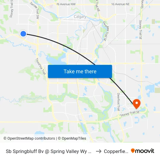 Sb Springbluff Bv @ Spring Valley Wy SW to Copperfield map