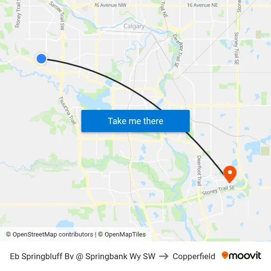 Eb Springbluff Bv @ Springbank Wy SW to Copperfield map