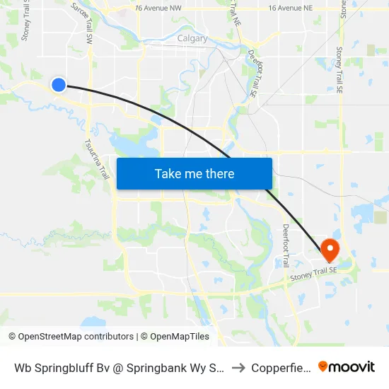 Wb Springbluff Bv @ Springbank Wy SW to Copperfield map