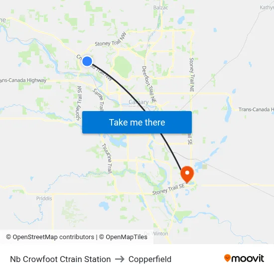 Nb Crowfoot Ctrain Station to Copperfield map