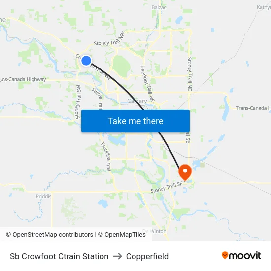 Sb Crowfoot Ctrain Station to Copperfield map