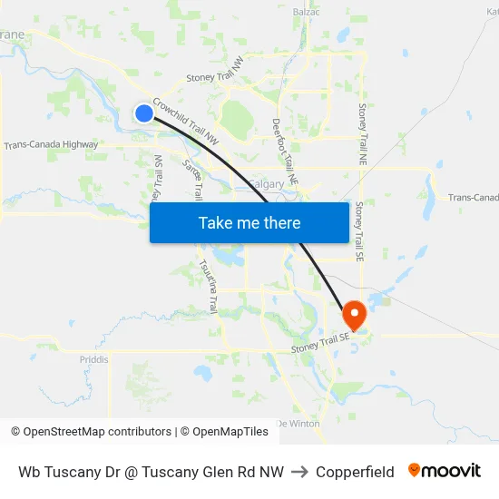Wb Tuscany Dr @ Tuscany Glen Rd NW to Copperfield map