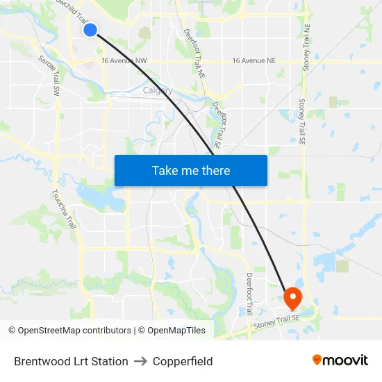 Brentwood Lrt Station to Copperfield map
