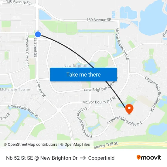 Nb 52 St SE @ New Brighton Dr to Copperfield map