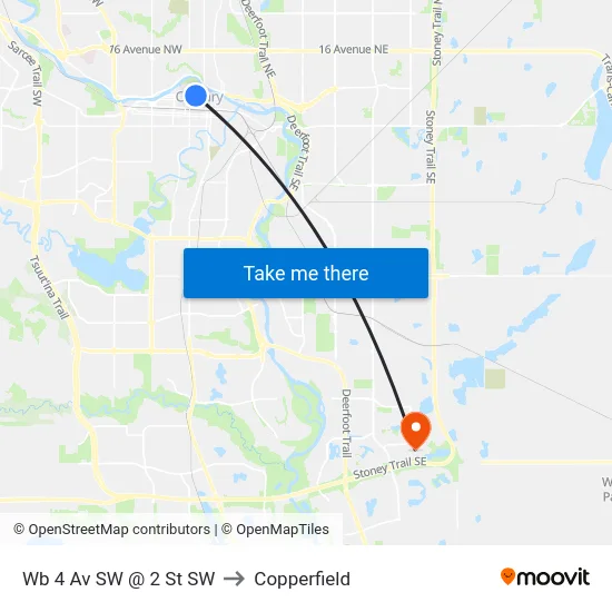 Wb 4 Av SW @ 2 St SW to Copperfield map