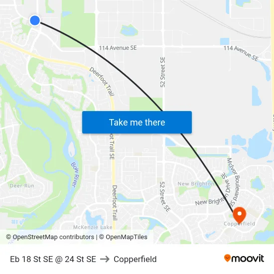 Eb 18 St SE @ 24 St SE to Copperfield map