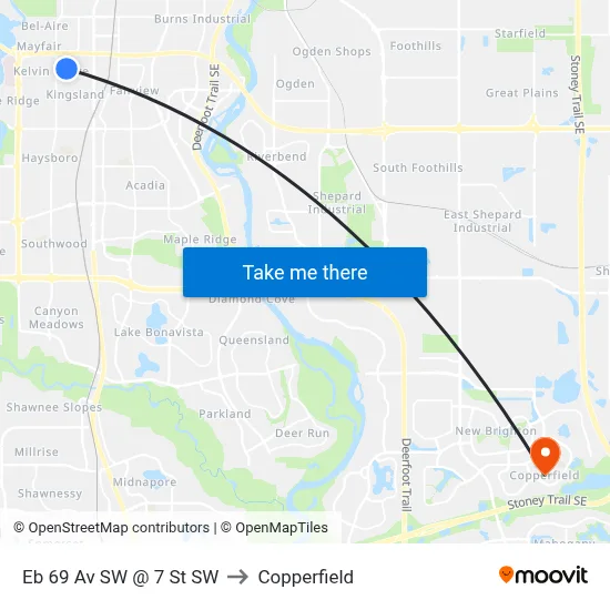 Eb 69 Av SW @ 7 St SW to Copperfield map