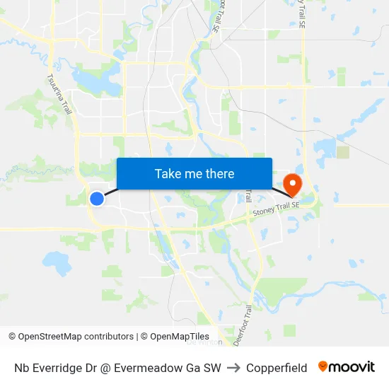 Nb  Everridge Dr @ Evermeadow Ga SW to Copperfield map