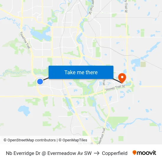 Nb  Everridge Dr @ Evermeadow Av SW to Copperfield map