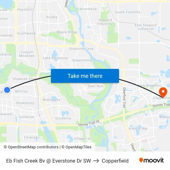 Eb Fish Creek Bv @ Everstone Dr SW to Copperfield map