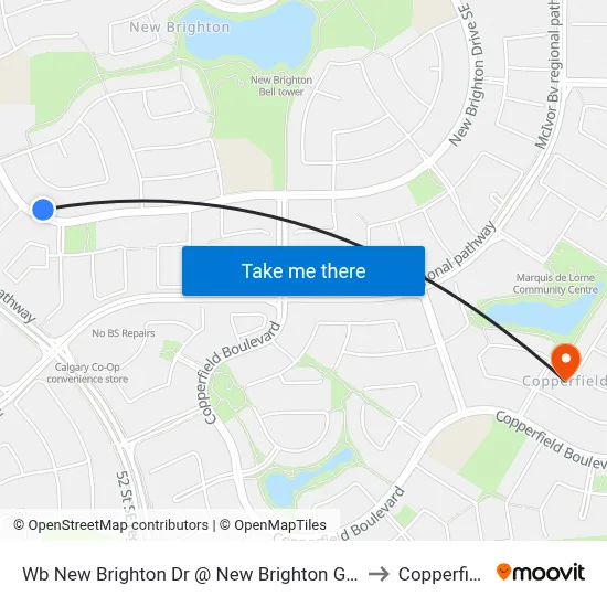 Wb  New Brighton Dr @ New Brighton Gd SE to Copperfield map