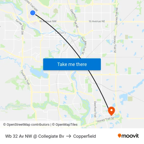 Wb 32 Av NW @ Collegiate Bv to Copperfield map