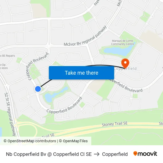 Nb Copperfield Bv @ Copperfield Cl SE to Copperfield map