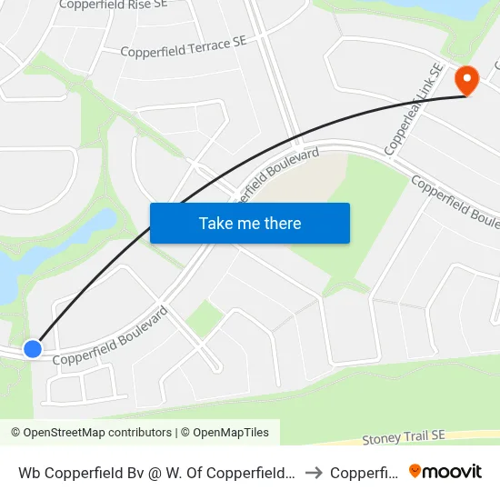 Wb Copperfield Bv @ W. Of Copperfield Cr SE to Copperfield map
