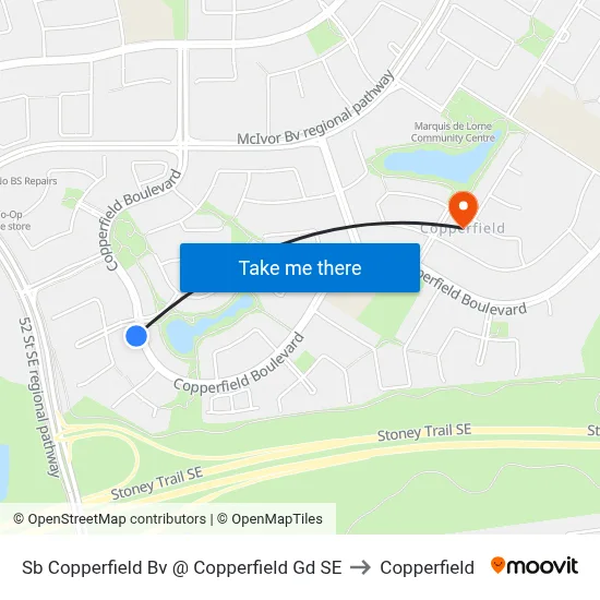 Sb Copperfield Bv @ Copperfield Gd SE to Copperfield map